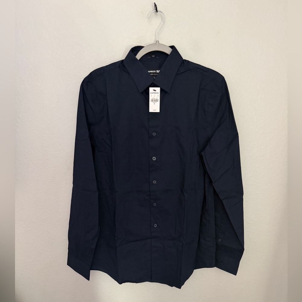 Express Men's Dark Blue Casual Button Down Shirt 100% Cotton